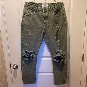 One Teaspoon Saints Boyfriend Jeans in Military Khaki